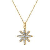 Starburst Charm Necklace Dainty 14K Gold 0.24 ctw (LM,I2) - Yellow Gold