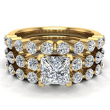 Princess Cut 2.07 Ct Shared-Prong Band Wedding Bridal Ring Set 14K Gold-G,SI - Yellow Gold