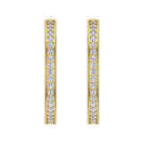 14K Hoop Earrings 33mm Diamond Line Setting Click-in Lock 2.28 ct-G,SI - Yellow Gold