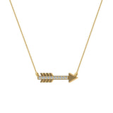 14K Gold Necklace 0.11 ct Diamond Arrow Pendant Glitz Design (LM,I2) - Yellow Gold