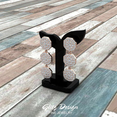 Hexagon Diamond Chandelier Earrings Waterfall Style 14K White Gold