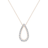 18K Gold Necklace Teardrop-Shape Necklace 0.34 ct tw Diamonds-VS - Rose Gold