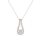 0.46 ct tw Teardrop Halo Diamond Necklace 14K Gold-I,I1 - Rose Gold
