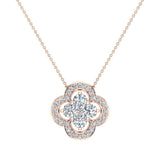 0.80 cttw Loop style Flower Cluster Diamonds Necklace 14K Gold-L,I2 - Rose Gold