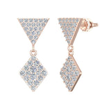 Kite Diamond Dangle Earrings 14K Gold-I,I1 - Rose Gold