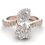 Blooming Flower Plant Bypass Style Diamond Ring 0.65 cttw 14K Gold-G,SI - Rose Gold