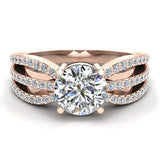 Magnificent Round Diamond Trio Engagement Ring 1.40 ctw 14K Gold-I,I1 - Rose Gold