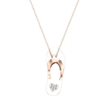 Flip Flop Sandals Diamond Charm Necklace 14K Solid Gold 0.04 ctw-L,I2 - Rose Gold