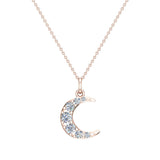 Crescent Dainty Charm Diamond Necklace 18K Gold 0.24 ct-G,SI - Rose Gold