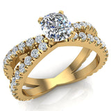 X Cross Split Shank Cushion Diamond Engagement Ring 1.75 ct-18K Gold - Yellow Gold