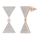 Diamond Dangle Earrings Triangle Pattern Cluster Hour-glass Look 14K Gold 0.63 ctw-G,SI - Rose Gold