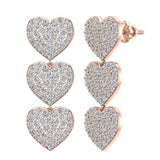 Heart Diamond Chandelier Earrings Waterfall Style 14K Gold-G,SI - Rose Gold