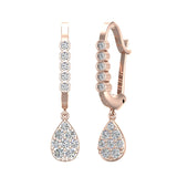Tear-Drop Diamond Dangle Earrings Dainty Drop Style 14K Gold 0.65 ct-I,I1 - Rose Gold