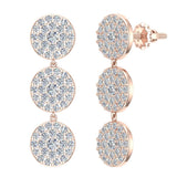14K Round Diamond Chandelier Earrings Waterfall Style 1.29 ct-G,SI - Rose Gold