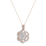 14K Gold Necklace Flower Diamond Loop Statement piece-SI - Rose Gold