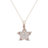 Starfish 14K Gold Necklace Ocean/Beach Jewelry 0.75 Carat-G,SI - Rose Gold