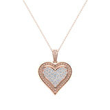 0.56 ct tw Pave-Set Heart Diamonds Necklace 14K Gold (G,SI) - Rose Gold
