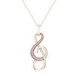 Treble Clef Minimal Music Charm 14K Gold Diamond Necklace G-SI - Rose Gold