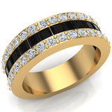 Men’s half-way eternity Wedding Rings black diamond 3.72 CTW 14K - Yellow Gold
