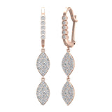 Marquise Diamond Dangle Earrings Dainty Drop Style 18K Gold 1.10 ct-G,VS - Rose Gold
