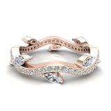 Contemporary Leaf Style Diamond Wedding Ring 0.90 ctw 14K Gold-I,I1 - Rose Gold