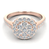 Dainty Flower Cluster Diamond Halo Engagement Ring 0.78 ctw 14K Gold (G,I1) - Rose Gold
