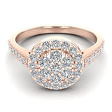 Dainty Flower Cluster Diamond Halo Engagement Ring 0.78 ctw 14K Gold (I,I1) - Rose Gold
