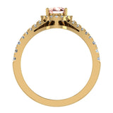 1.70 Ct Pear Cut Pink Morganite Halo Diamond Wedding Ring Set 14K Gold-I,I1 - Yellow Gold