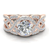 1.20 Ct Diamond Engagement Ring with Scrollwork and Twists 14K Gold-I,I1 - Rose Gold