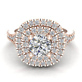 Cushion Halo Diamond Engagement Ring 1.35 cttw 14K Gold-I1 - Rose Gold