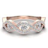 14K Gold Intertwined Diamond Wedding Ring 0.75 Carat (G,SI) - Rose Gold