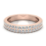 Stacking Dual Row Wide Round Diamond Wedding Band 0.81 ctw 14K Gold (G,I1) - Rose Gold