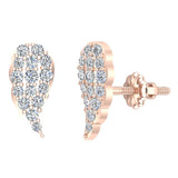 Angel Wing Pave Diamond Cluster Stud Earrings 0.50 ctw 18K Gold-G,VS - Rose Gold