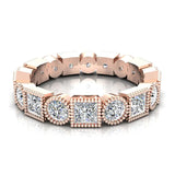 Bezel Milgrain Princess Cut Eternity Diamond Wedding Band 2.52 ctw 18K Gold Glitz Design (G,SI) - Rose Gold