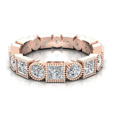 Bezel Milgrain Princess Cut Eternity Diamond Wedding Band 2.52 ctw 14K Gold Glitz Design (G,I1) - Rose Gold