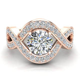 Solitaire Diamond Infinity Loop Setting 1.44 cttw 14k Gold (G,SI) - Rose Gold
