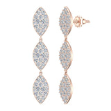 14k Marquise Diamond Chandelier Earrings Waterfall Style 1.59 ct-G,SI - Rose Gold