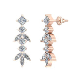Elegant Stem Leaf Diamond Earrings 14K Gold 3.84 ct-I,I1 - Rose Gold