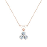 14K Gold Necklace Three Stone Diamond Pendant 0.75 ct-I1 - Rose Gold
