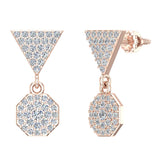 Hexagon Diamond Dangle Earrings 14K Gold-G,SI - Rose Gold