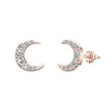 Moon Crescent Shape Pave Diamond Earrings 0.48 ct 14K Gold-G,SI - Rose Gold