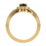 1.60 Ct Pear Cut Black Diamond Wedding Ring Set Diamond Big Ring 14K Gold I1 - Yellow Gold