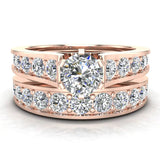 Riviera Wedding Ring Bridal Set Round Cut 1.80 carat 18K Gold-G,VS - Rose Gold