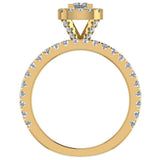 Petite Wedding Bridal Set Princess Diamond Cushion Halo 18K Gold-G,SI - Yellow Gold