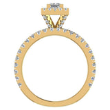 Princess Cut Wedding Ring Set Halo Style 18K Gold 1.55 ct-G,SI - Yellow Gold