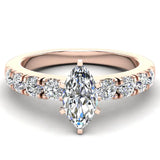 Engagement Rings for Women Marquise Cut 14K Gold 1.10 ct GIA - Rose Gold