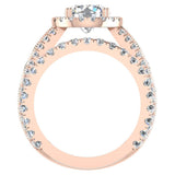 Moissanite Wedding Ring Set Halo Diamond ring 5.60 ct 14K Gold-G,SI - Rose Gold