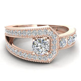 0.75 Ct Diamond Buckle Ring 14K Gold-G,SI - Rose Gold