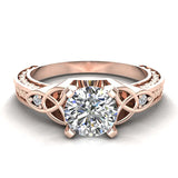 0.78 Carat Art Deco Trinity Knot Engagement Ring 14K Gold (G,I1) - Rose Gold