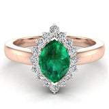 May Birthstone Emerald Marquise 14K Gold Diamond Ring 1.00 ct tw - Rose Gold